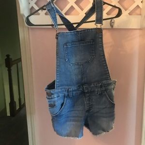 Denim overall shorts